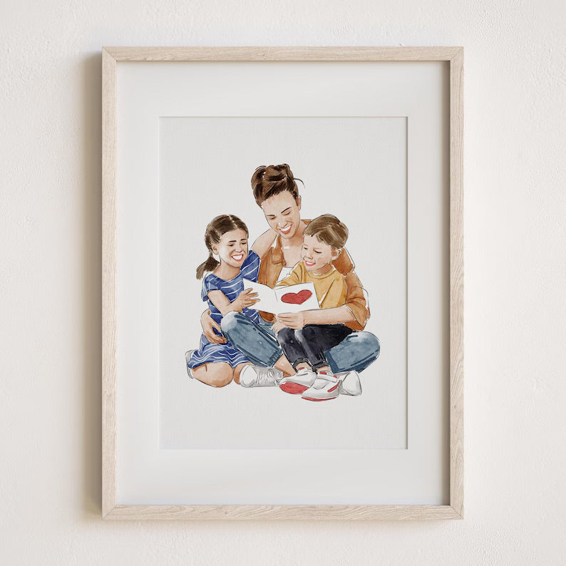 Retrato Personalizado de Familia - Hechas a Mano
