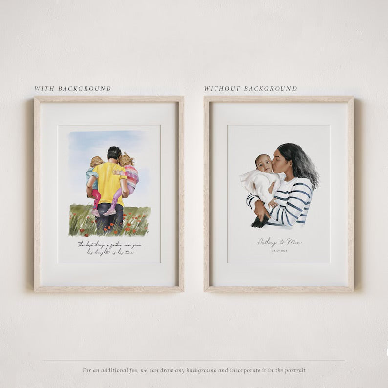 Retrato Personalizado de Familia - Hechas a Mano