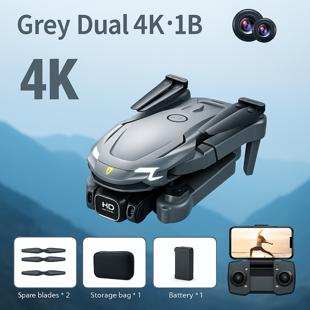 4K Dual Camera Drone Pro – Ultra HD, Estabilizador, Plegable y con Retorno Inteligente