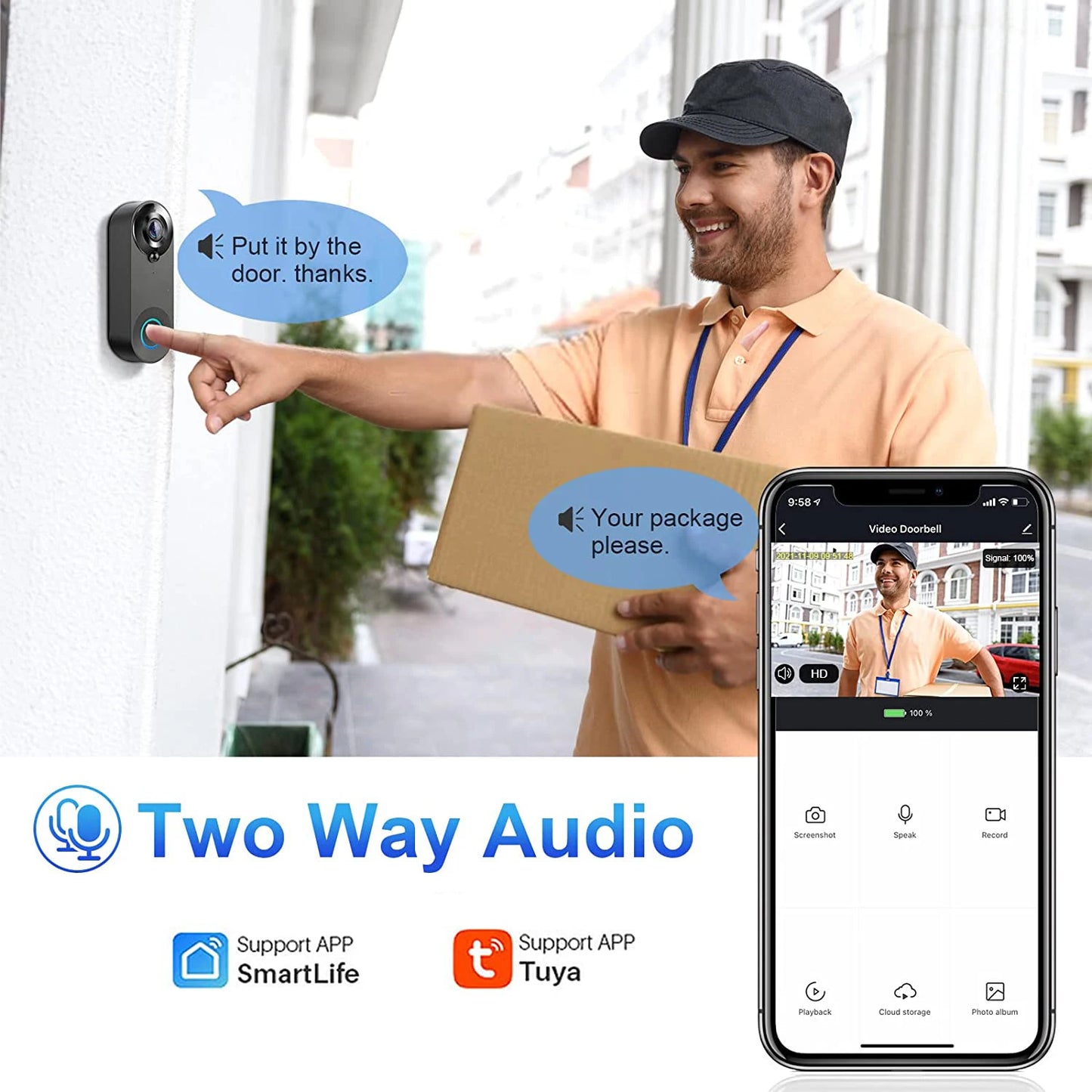 1080P Smart Video Doorbell with Motion Alerts & Night Vision