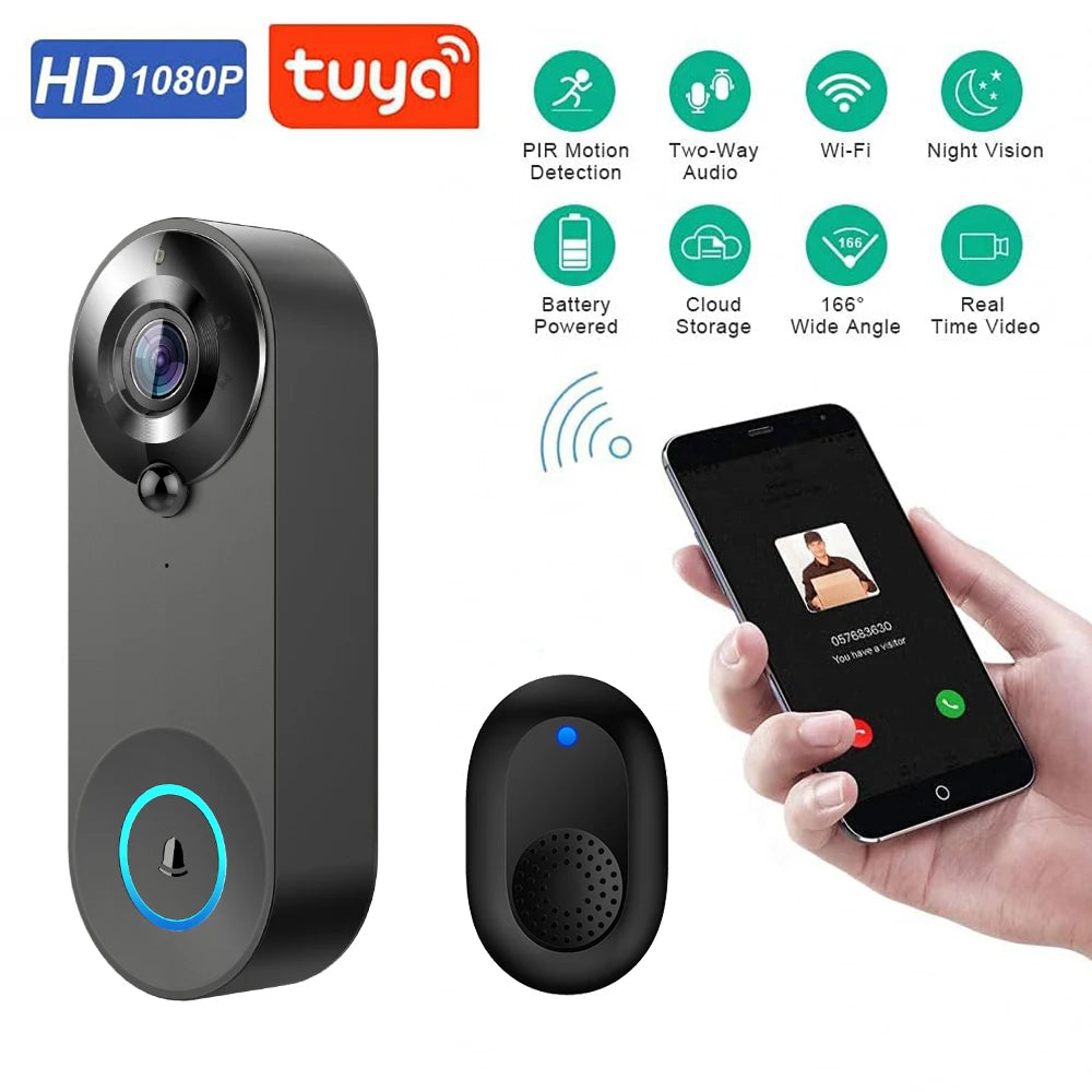 1080P Smart Video Doorbell with Motion Alerts & Night Vision