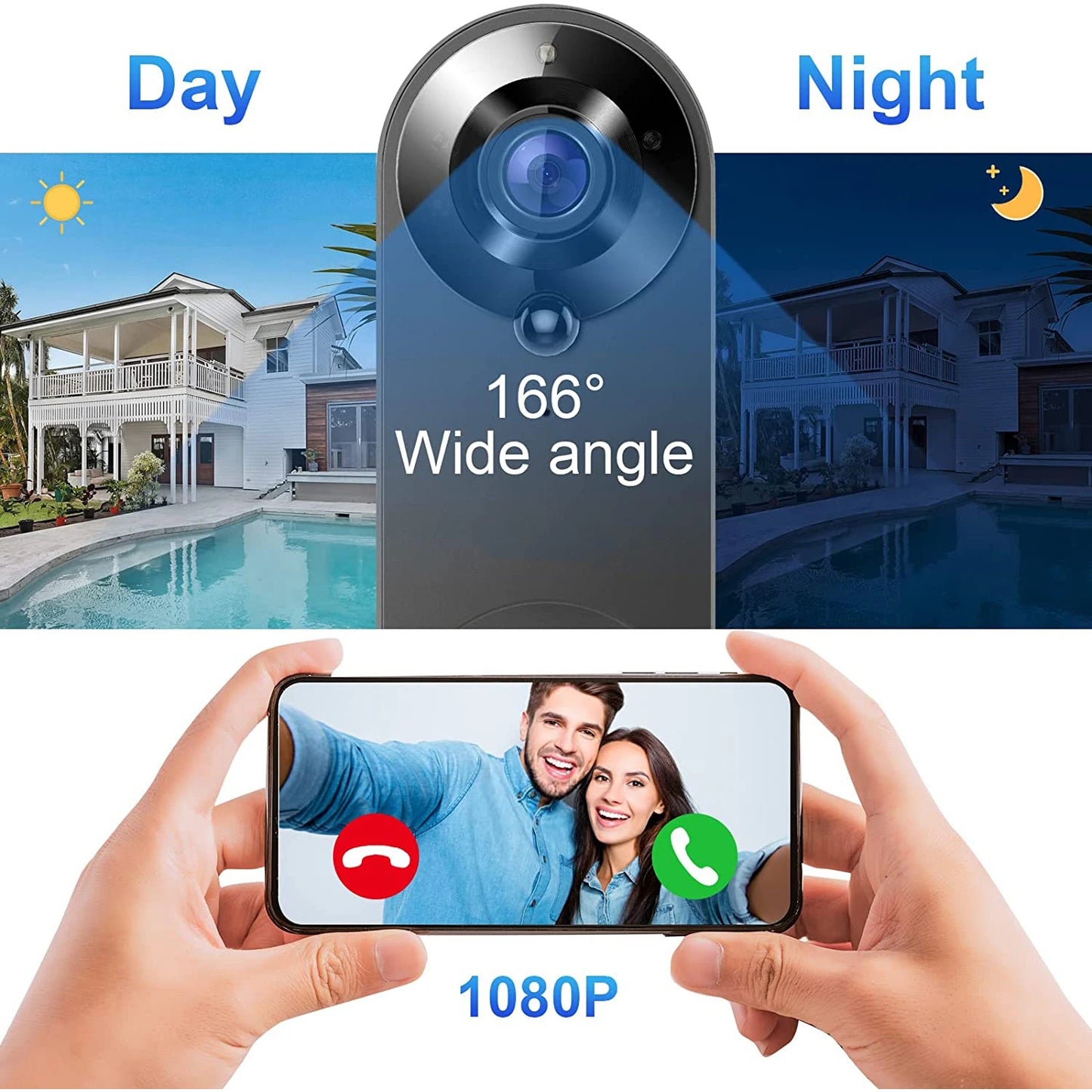 1080P Smart Video Doorbell with Motion Alerts & Night Vision