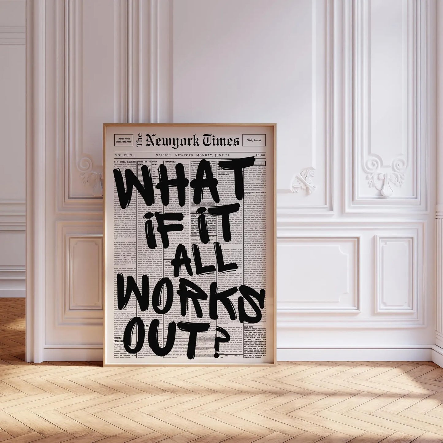 Black Positive Quote Print Newspaper - Hand made