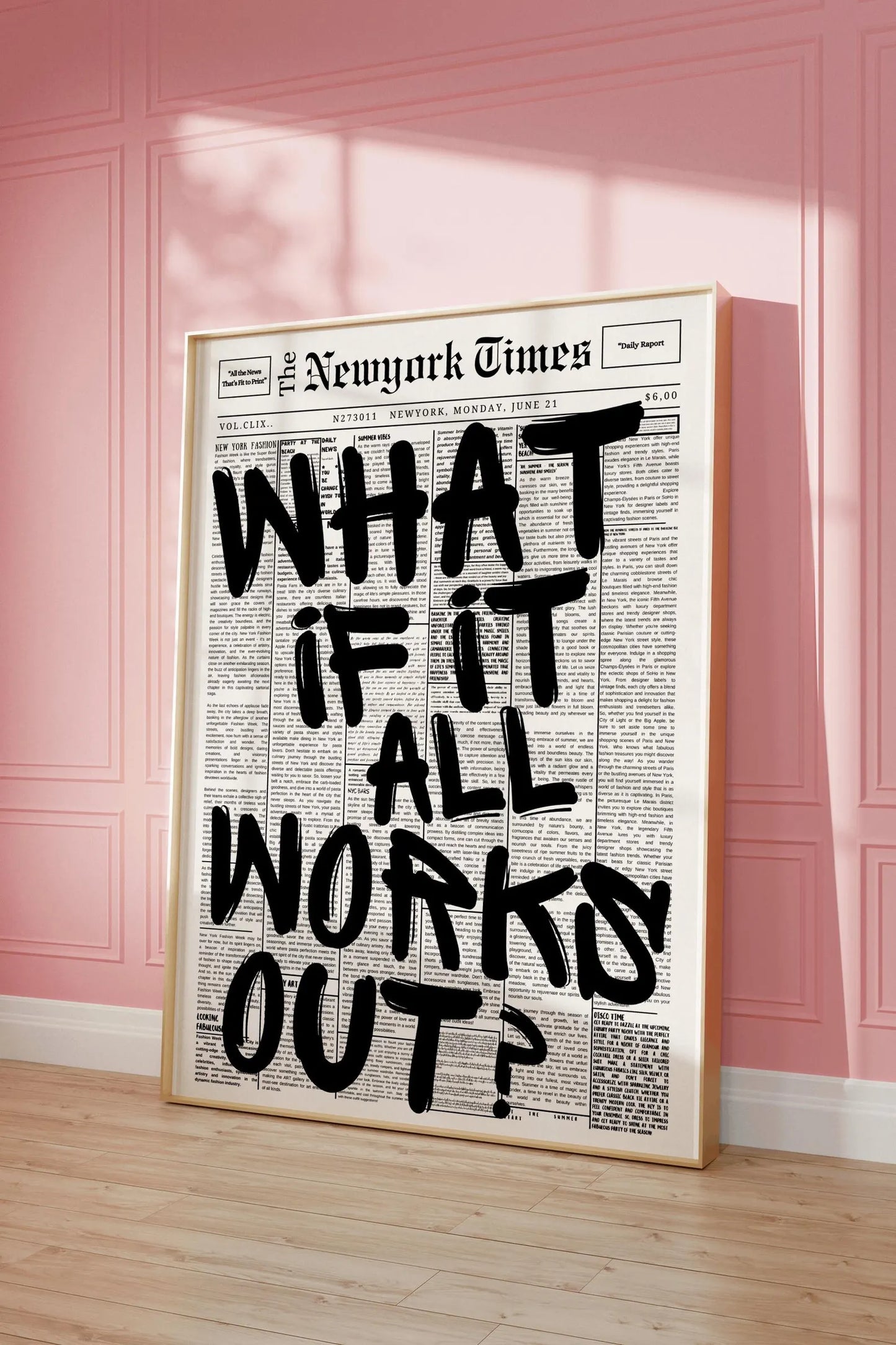 Black Positive Quote Print Newspaper - Hand made
