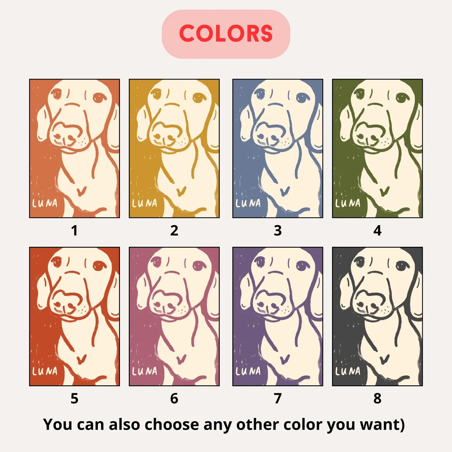 Modern Custom Dog Portrait - Hand made