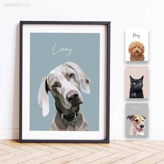 Retrato Personalizado de Mascotas - Hechas a Mano