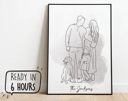 Family &Couple Personalized Silhouette portrait - Hand made