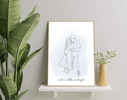 Family &Couple Personalized Silhouette portrait - Hand made