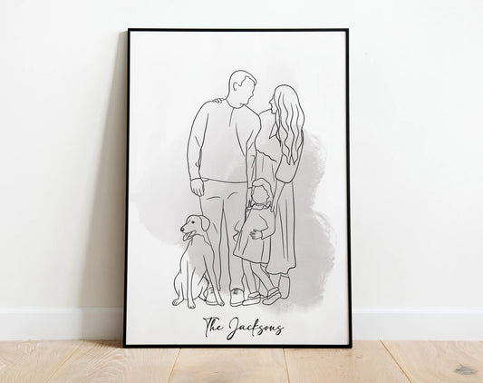 Family &Couple Personalized Silhouette portrait - Hand made