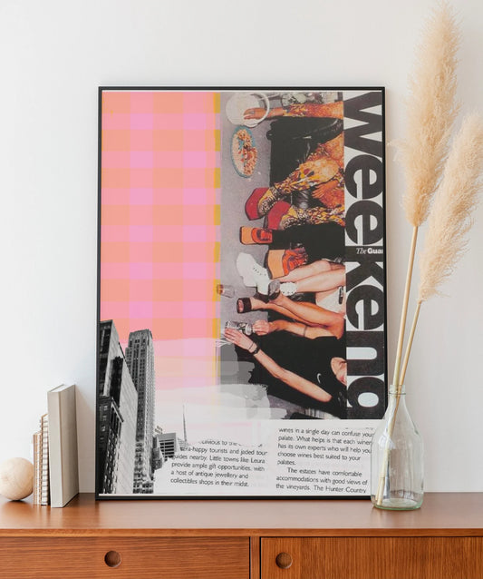 New York City Retro Art Print - Hand made