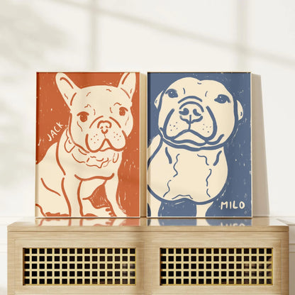 Modern Custom Dog Portrait - Hand made